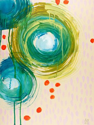 Aqua Spin with Orange Dots C, 2014