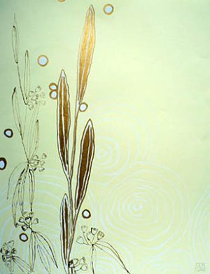 Gold Leaves and Blue Swirls