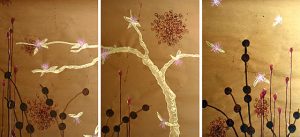 Pink & Gold Blossom Triptych
